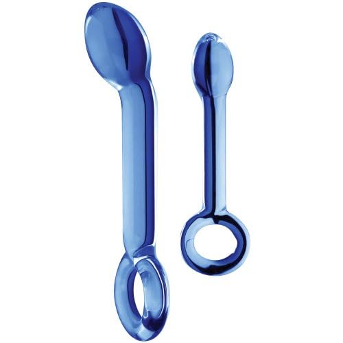 Spartacus Blown G Spot Glass With Loop Dildo, Blue image